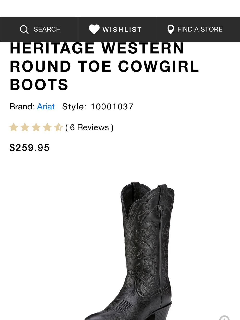 Ariat Black Embroidered Western Mid-Calf Boots - Picture 8 of 10